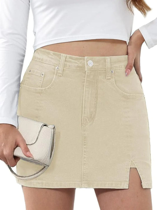 Genleck Stretch Jean Skirts for Women - Denim Skorts High Waisted Girls Teens Dressy Mini Jean Skirts Shorts
